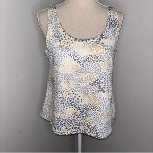 Jockey neutral gray tan leopard animal print knit tank top built in bra size XL